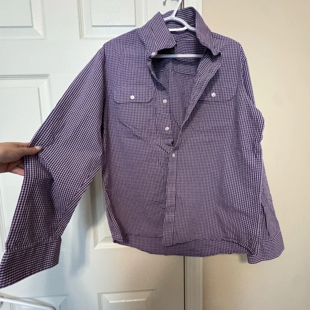 Michael Kors Purple Gingham Button Down Shirt